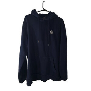 District Re-Fleece Navy Pullover Hoodie Mens Large Cotton Blend Sweatshirt